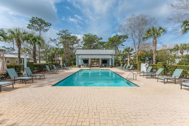 view of pool featuring a patio area