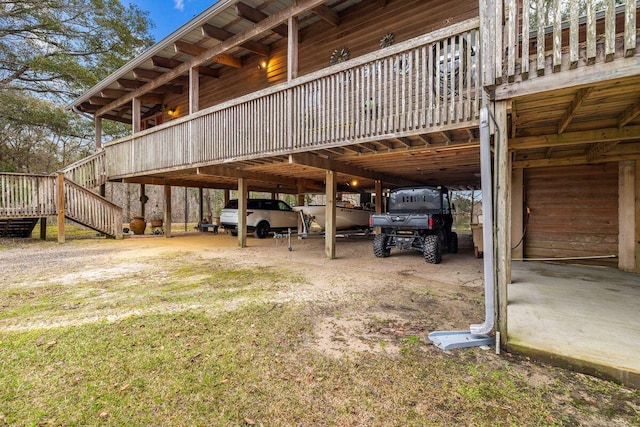 view of yard featuring a wooden deck