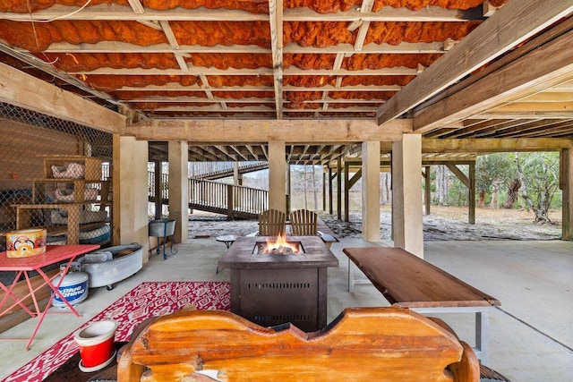 interior space featuring a fire pit