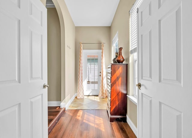 foyer entrance featuring light hardwood / wood-style floors