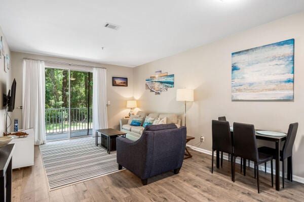 living room featuring light hardwood / wood-style flooring