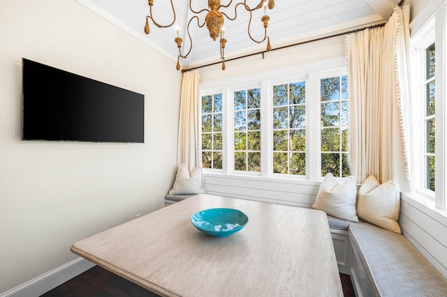 dining area featuring dark hardwood / wood-style flooring