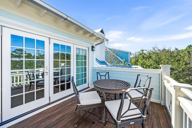 wooden terrace with french doors