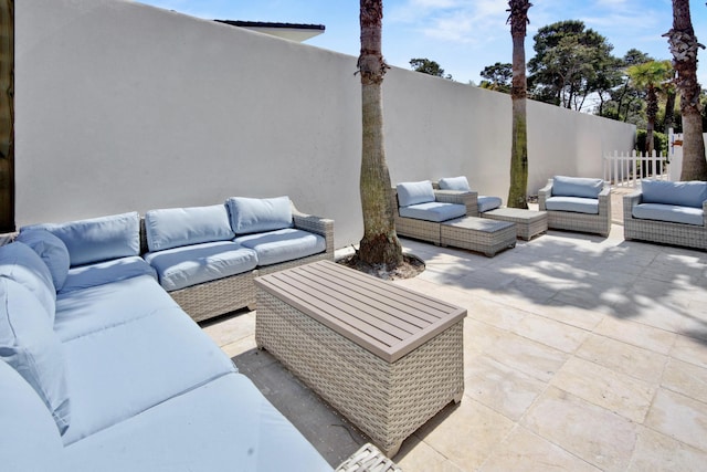 view of patio featuring an outdoor hangout area