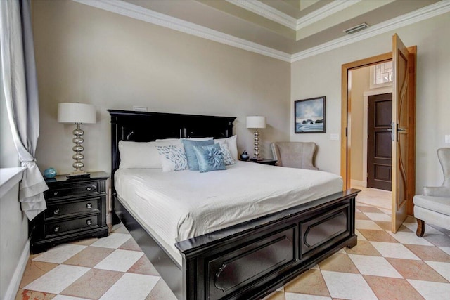 bedroom featuring ornamental molding