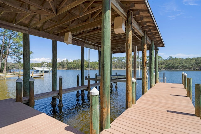 view of dock featuring a water view