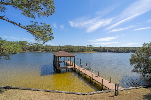 dock area featuring a water view