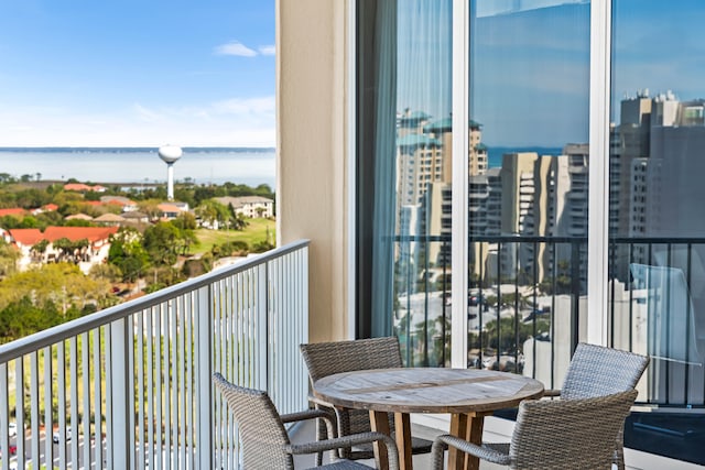 balcony with a water view