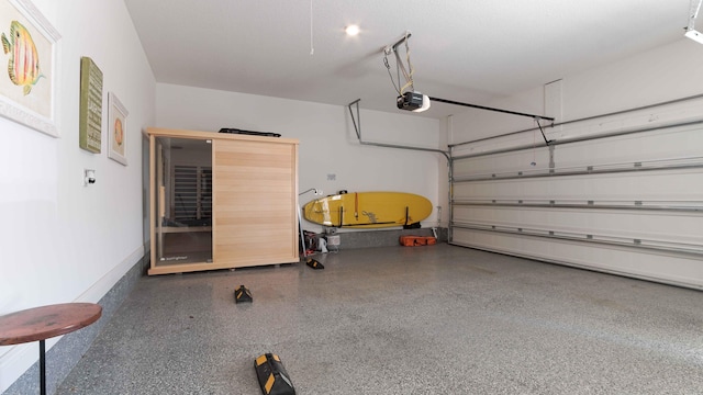 garage with a garage door opener