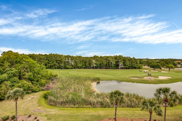 surrounding community with a water view