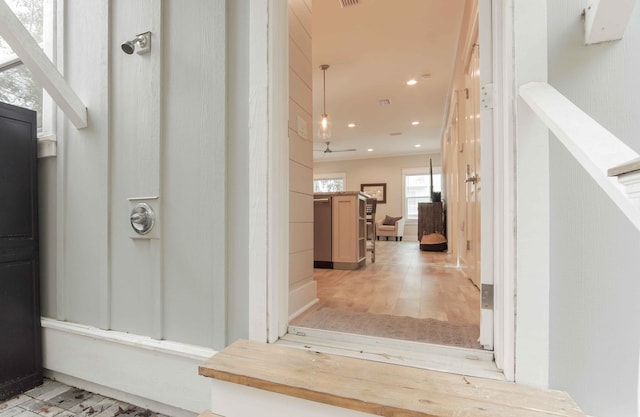 hall featuring light hardwood / wood-style floors