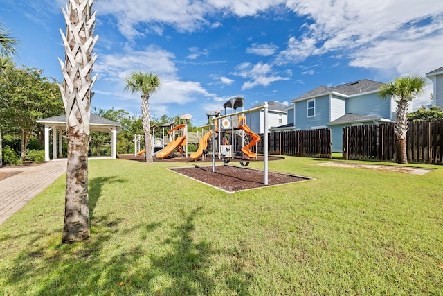 view of yard featuring a playground