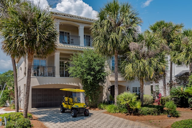 view of building exterior with a garage