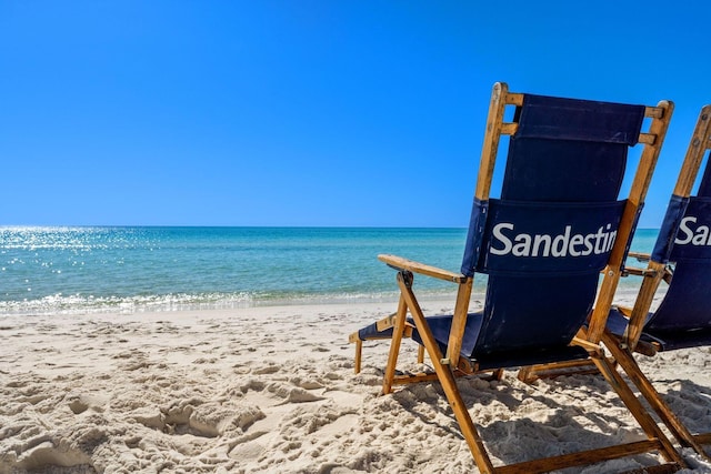 property view of water with a beach view