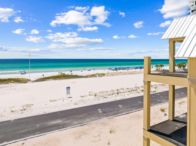 property view of water with a beach view