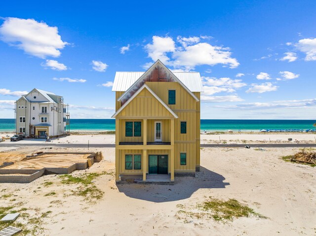 property view of water with a beach view