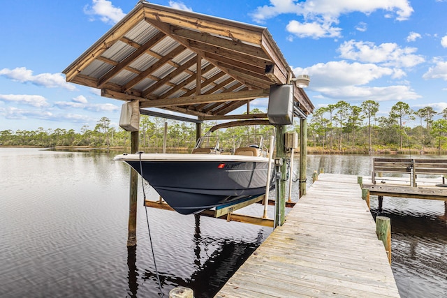 view of dock featuring a water view