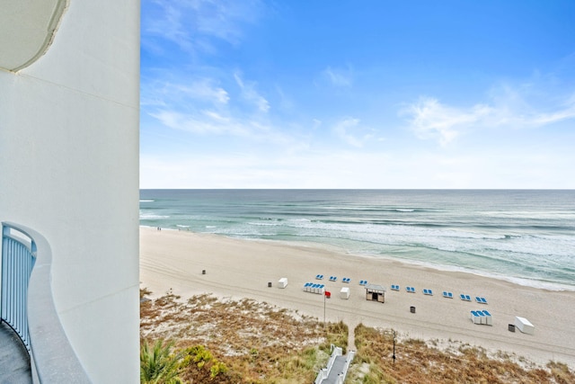 view of water feature featuring a beach view