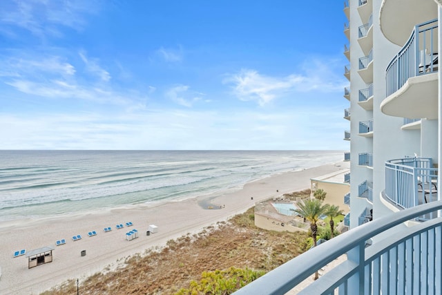 view of water feature featuring a beach view