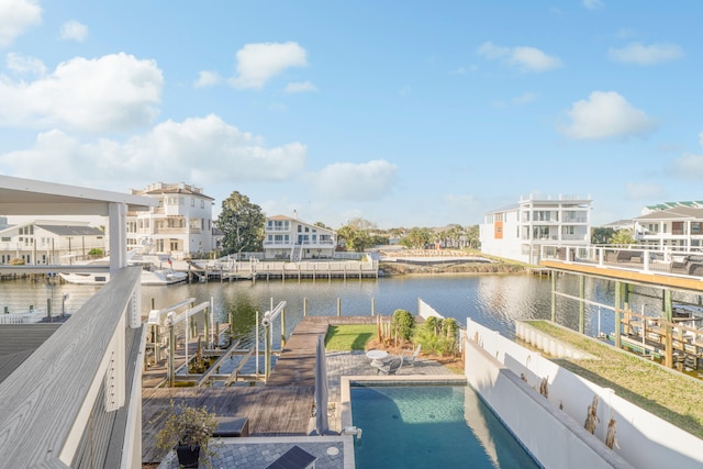 exterior space featuring a boat dock