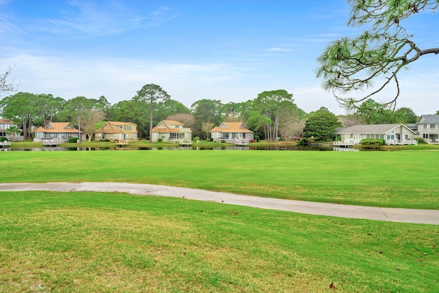 view of yard with a water view