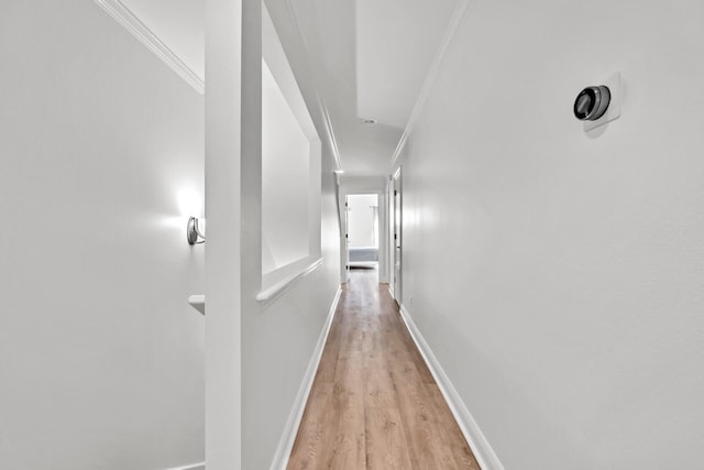 64 Vantage Pt Unit 64, Miramar Beach, FL 32550 - corridor with baseboards, ornamental molding, and light wood finished floors