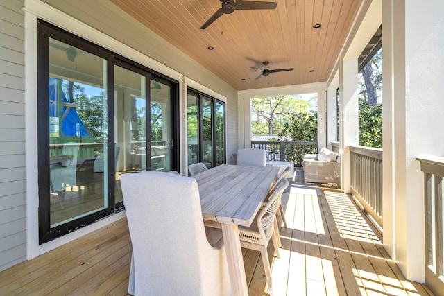 deck featuring ceiling fan