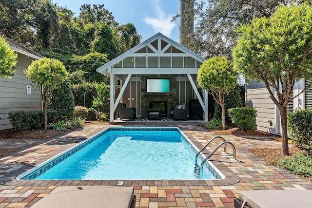 view of pool featuring a patio area