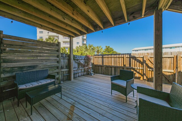 deck with an outdoor living space