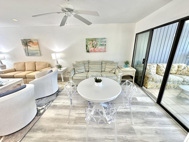 living room featuring ceiling fan