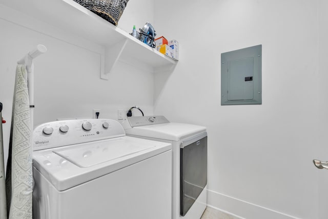 clothes washing area with independent washer and dryer