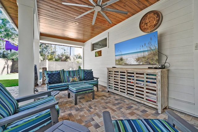 view of patio / terrace featuring outdoor lounge area and ceiling fan