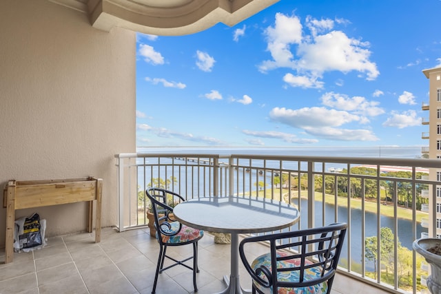 balcony with a water view