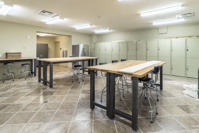 interior space featuring tile patterned flooring