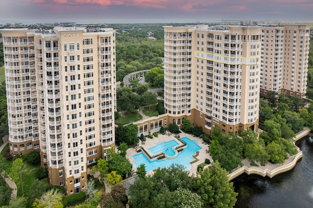 exterior space featuring a water view