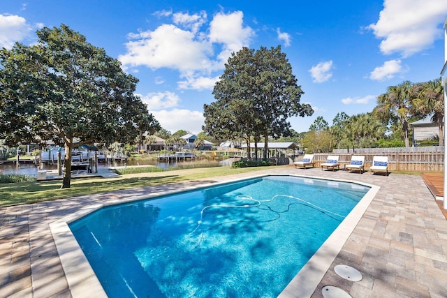 view of swimming pool featuring a patio