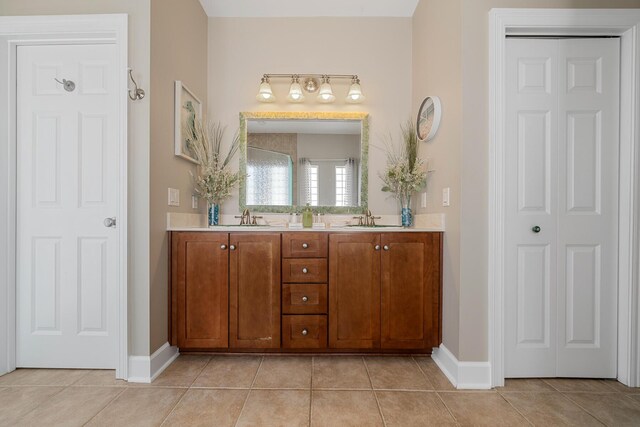 bathroom featuring tile patterned flooring and vanity