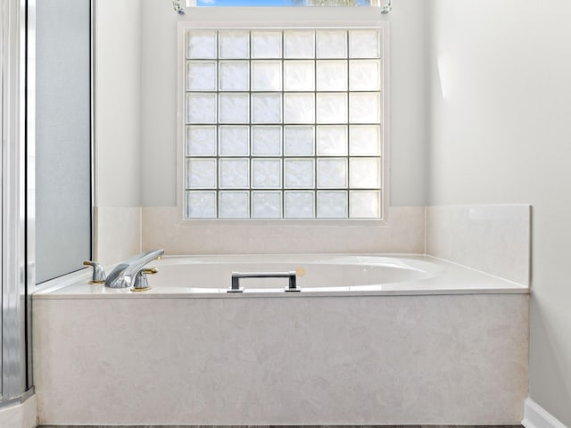 bathroom featuring a bathtub and a wealth of natural light