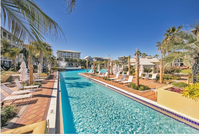 view of pool with a patio area