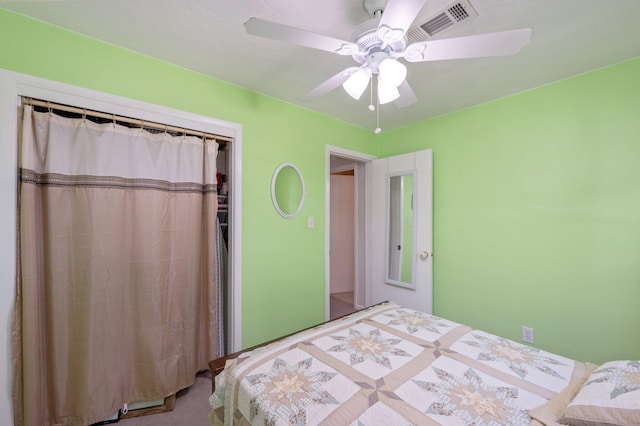 unfurnished bedroom with a closet and ceiling fan