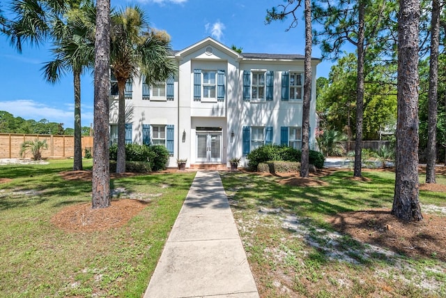 view of front of home with a front yard