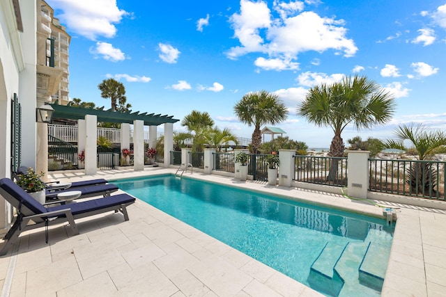 view of swimming pool with a patio area