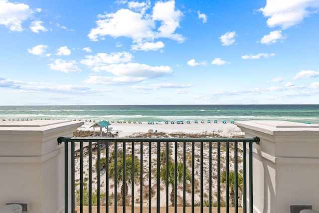 property view of water with a beach view