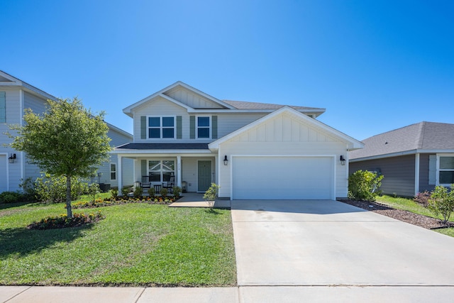 view of front of home with a porch, a front lawn, and central air condition unit