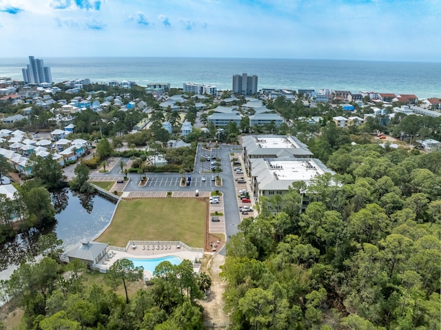 bird's eye view featuring a water view