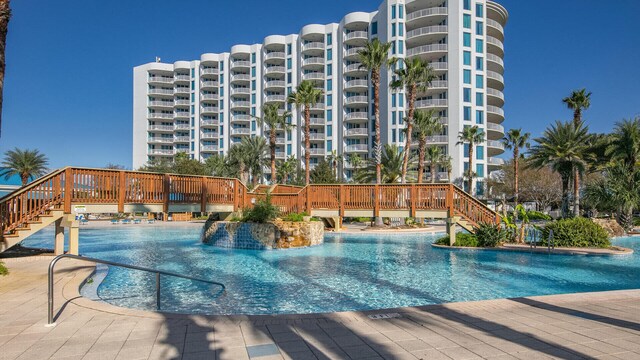 community pool with stairway