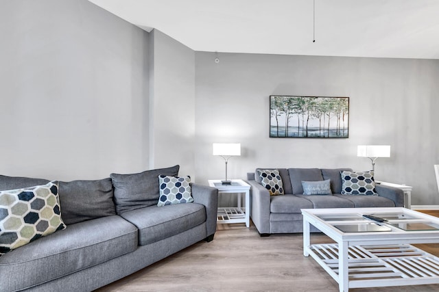 living room featuring light wood-style floors