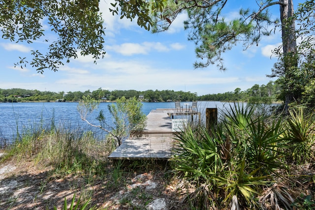 view of dock featuring a water view