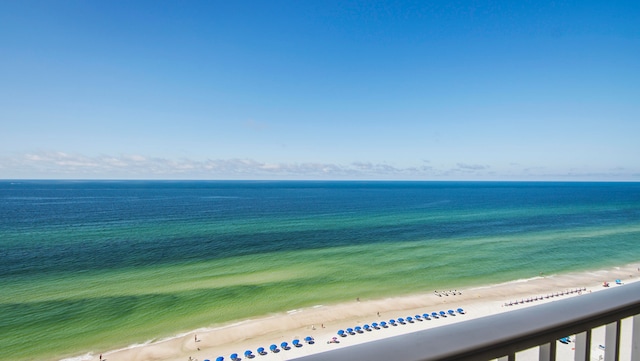 view of water feature featuring a beach view