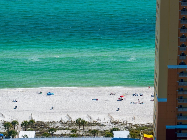 view of water feature with a view of the beach